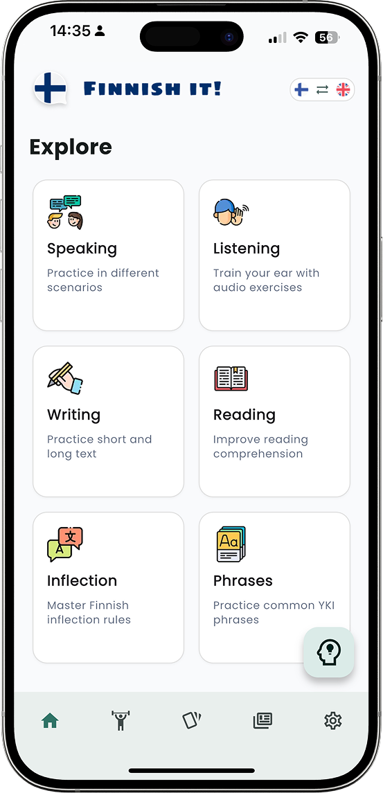 Finnish it App Interface